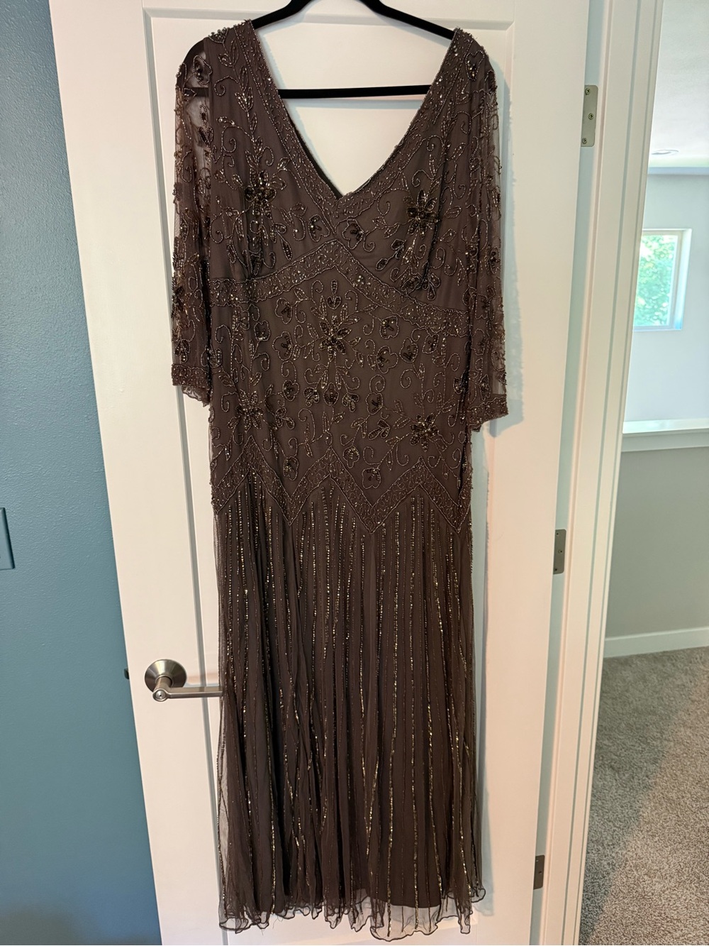 Pisarro Nights Beaded V-Neck Gown